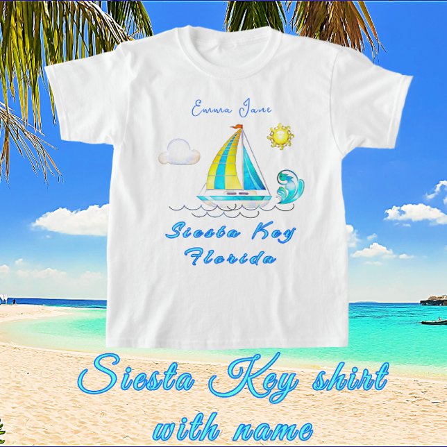 Siesta Key, Florida Sailboat Sun and Name T-Shirt (Creator Uploaded)