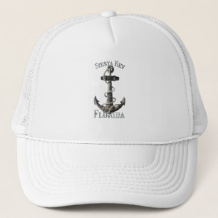 Siesta Key Florida Vacation Nautical Anchor Sailin Trucker Hat