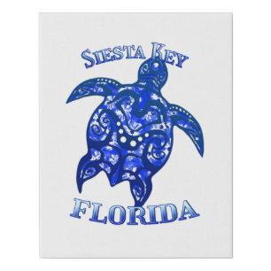 Siesta Key Florida Vacation Tribal Turtle Faux Canvas Print
