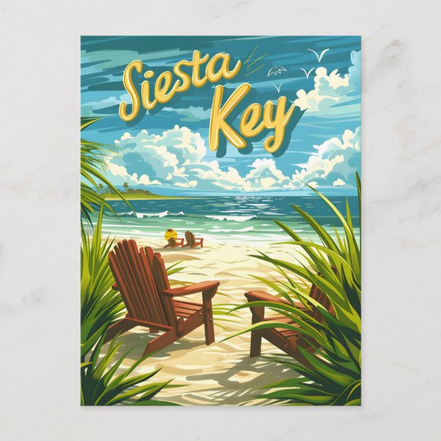 Siesta Key Florida vintage Postcard (Front)