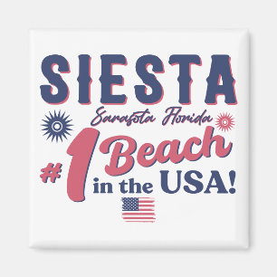 Siesta Key Florida Vintage Souvenir FL Retro Beach Magnet