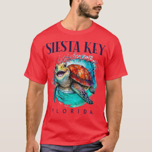 Siesta Key Florida Watercolor Happy Sea Turtle   T-Shirt