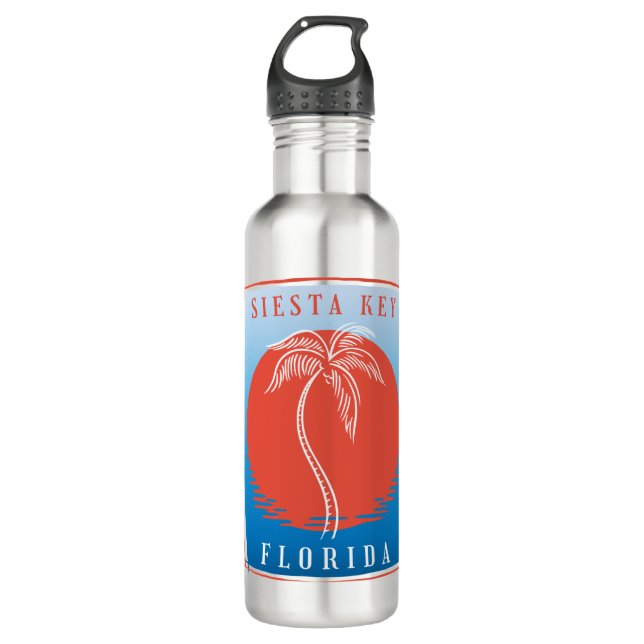 Siesta Key Palm Tree Stainless Steel Water Bottle (Front)