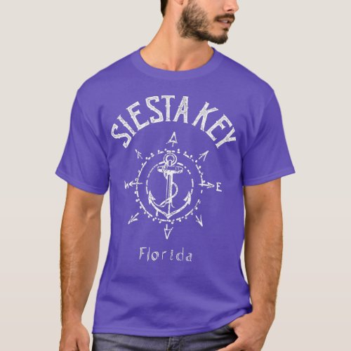 Siesta Key Souvenir Florida Sailing FL Compass Ros T_Shirt