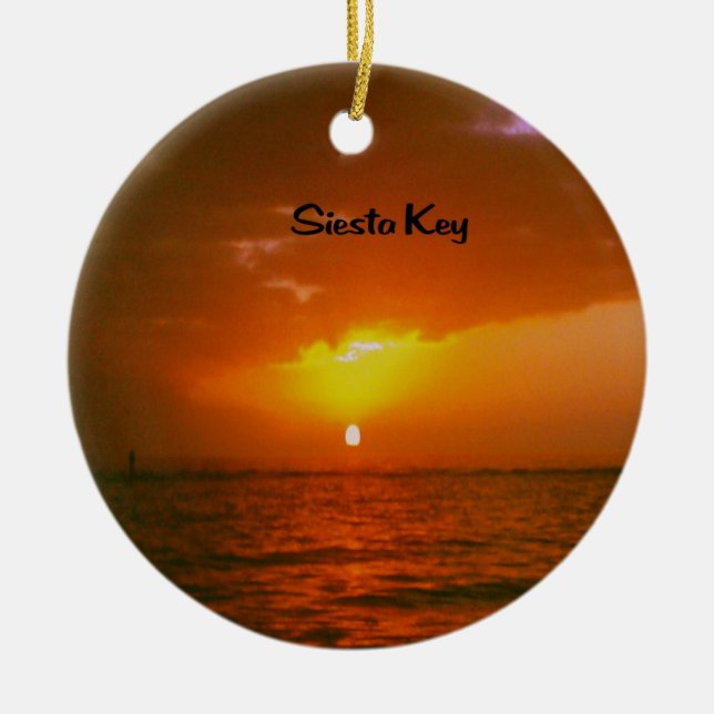 Siesta Key Sunset Ceramic Ornament (Front)