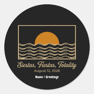 Siestas Fiestas Totality Spain Solar Eclipse 2026 Classic Round Sticker