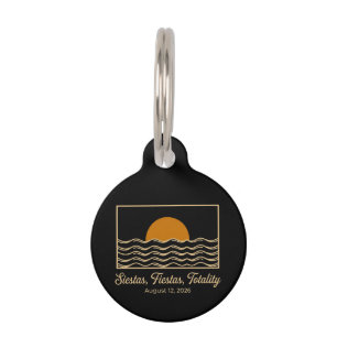 Siestas Fiestas Totality Spain Solar Eclipse 2026 Pet ID Tag