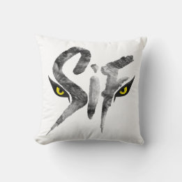 Sif, the Great Grey Wolf Typography Throw Pillow