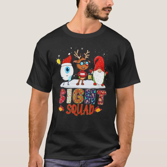 Sight Squad Gnome Reindeer Santa Christmas Optomet T-Shirt (Front)