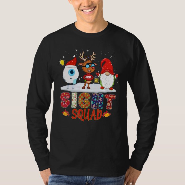 Sight Squad Gnome Reindeer Santa Christmas Optomet T-Shirt (Front)