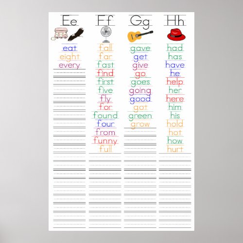Sight Word Poster E_H