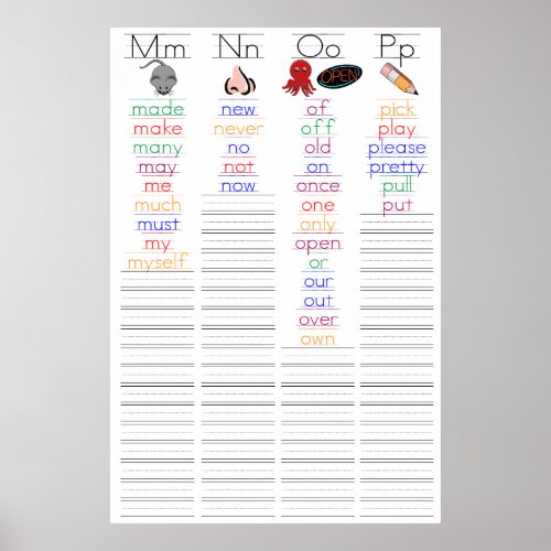 Sight Word Poster M_P