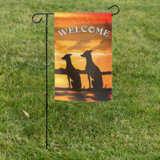 Sighthound Sunrise Welcome Garden Flag