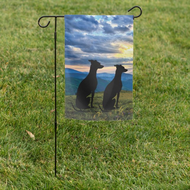 Sighthound Sunset  Garden Flag (In SItu)