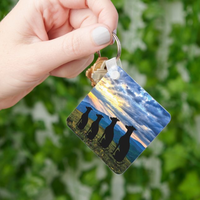 Sighthounds at Sunset Keychain (Hand)