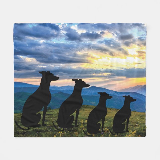 Sighthounds - Greyhound Sunset  Fleece Blanket (Front (Horizontal))