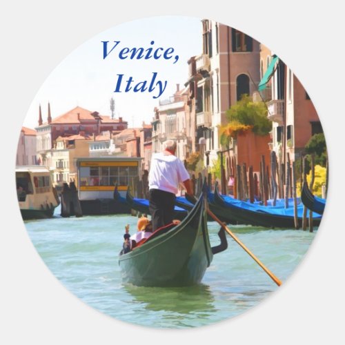 Sightseeing By Gondola Venice Italy Classic Round Sticker