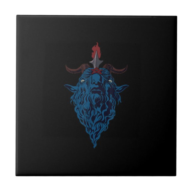 Sigil Of Baphomet Goat Of Mendes Satan Dark Goth Ceramic Tile (Front)