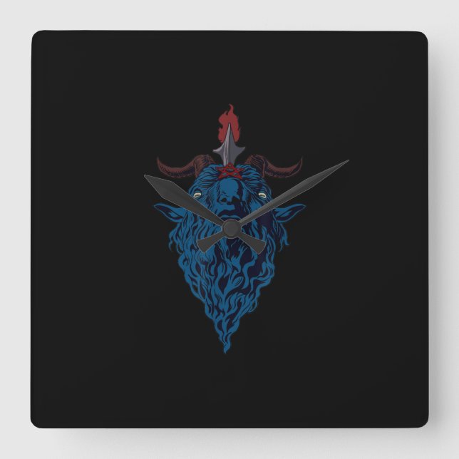 Sigil Of Baphomet Goat Of Mendes Satan Dark Goth Square Wall Clock (Front)
