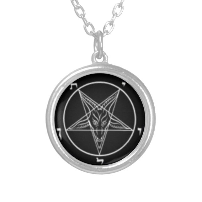 sigil of baphomet silver plated necklace (Front)