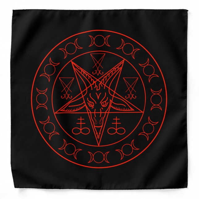 Sigil of Baphomet triple moon and sigil of lucifer Bandana (Front)