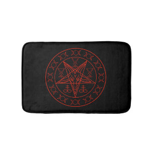 Sigil of Baphomet triple moon and sigil of lucifer Bath Mat