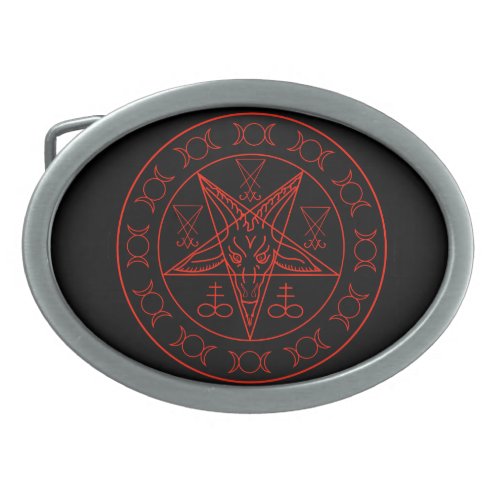 Sigil of Baphomet triple moon and sigil of lucifer Belt Buckle