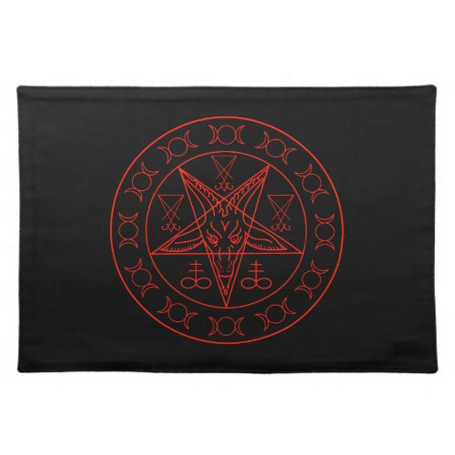 Sigil of Baphomet triple moon and sigil of lucifer Cloth Placemat