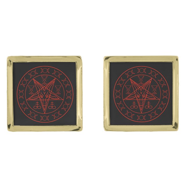 Sigil of Baphomet triple moon and sigil of lucifer Cufflinks (Front)