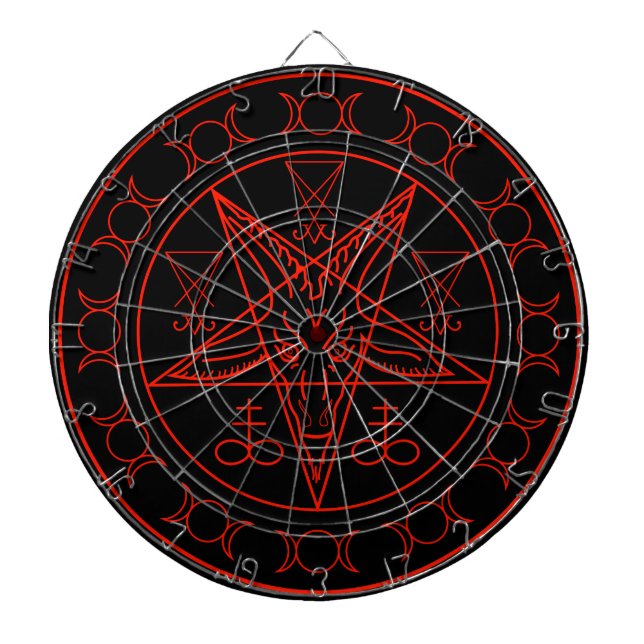 Sigil of Baphomet triple moon and sigil of lucifer Dart Board (Front)