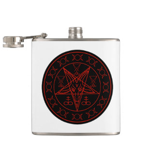 Sigil of Baphomet triple moon and sigil of lucifer Flask