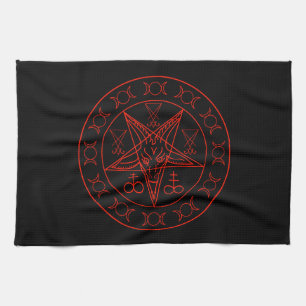 Sigil of Baphomet triple moon and sigil of lucifer Kitchen Towel
