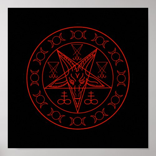 Sigil of Baphomet triple moon and sigil of lucifer Poster