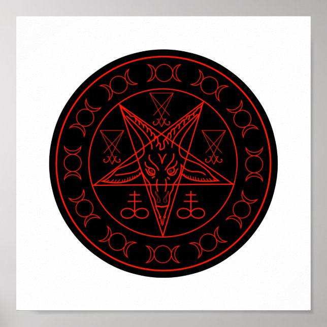 Sigil of Baphomet triple moon and sigil of lucifer Poster (Front)