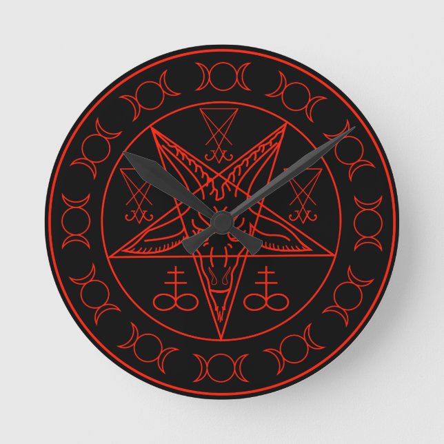 Sigil of Baphomet triple moon and sigil of lucifer Round Clock (Front)
