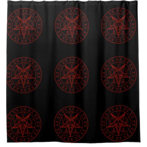 Sigil of Baphomet triple moon and sigil of lucifer Shower Curtain
