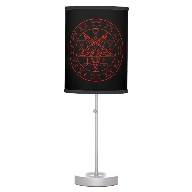Sigil of Baphomet triple moon and sigil of lucifer Table Lamp (Front)