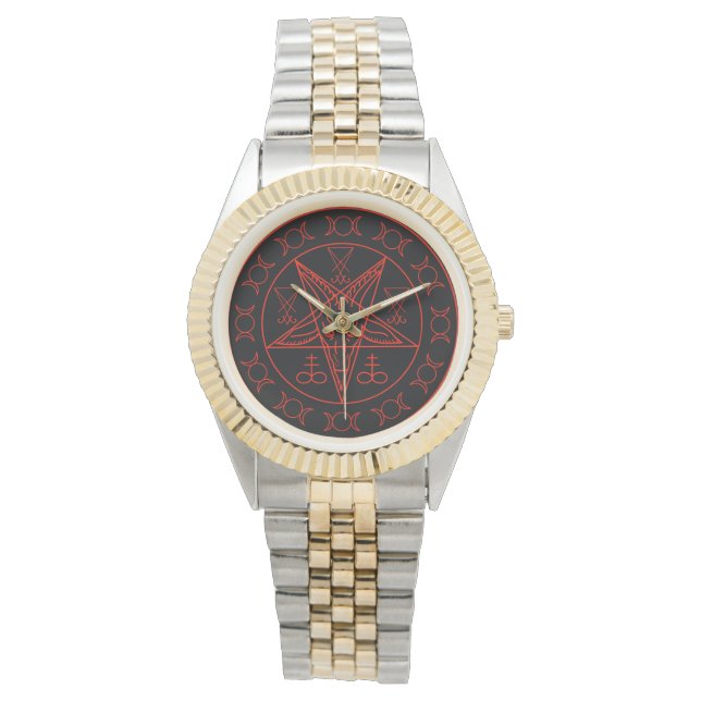 Sigil of Baphomet triple moon and sigil of lucifer Watch (Front)