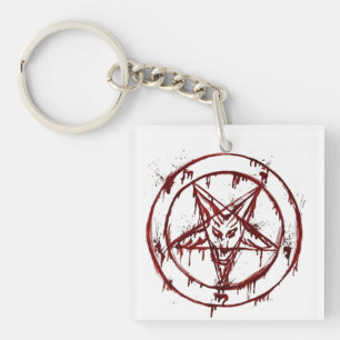 Sigil of Baphomet with Goat Head Keychain