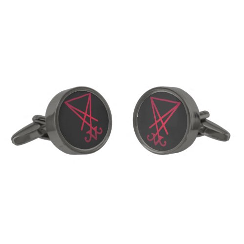 Sigil of Lucifer Black  Red Cufflinks