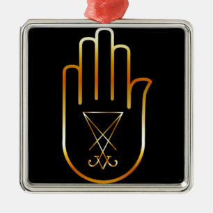 Sigil of Lucifer in a palm Metal Ornament