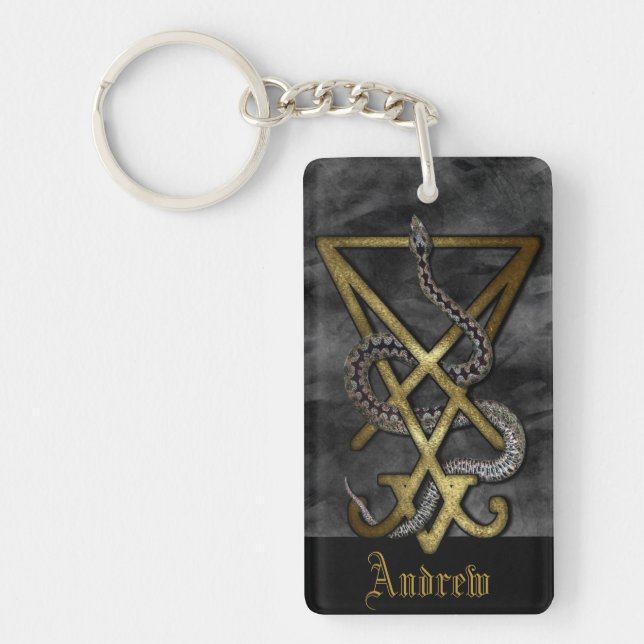 Sigil of Lucifer Serpent Occult Symbol Keychain (Front)