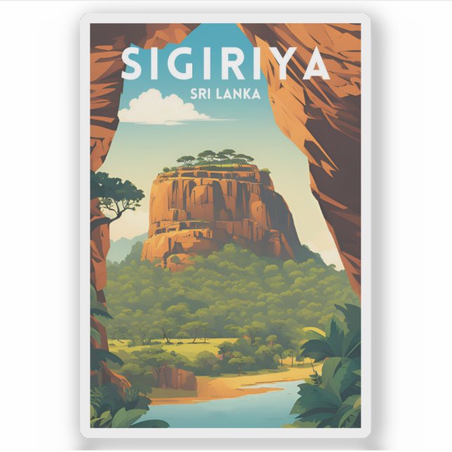 Sigiriya Traditional Travel Poster Sticker (Front)