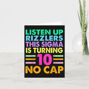 Sigma 10th Birthday 10 Year Old Boys Girls No Cap Card