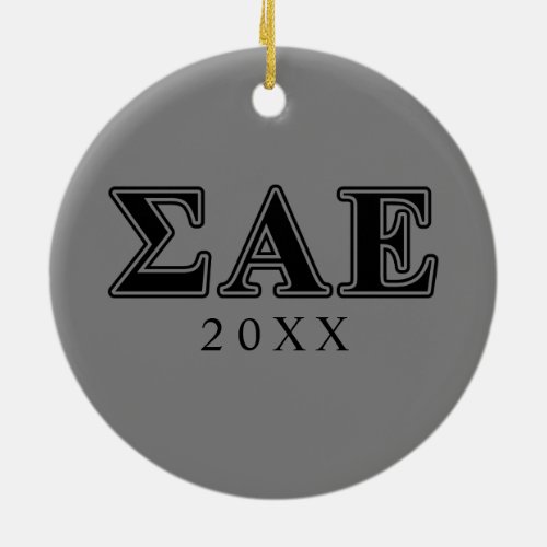 Sigma Alpha Epsilon Black Letters Ceramic Ornament