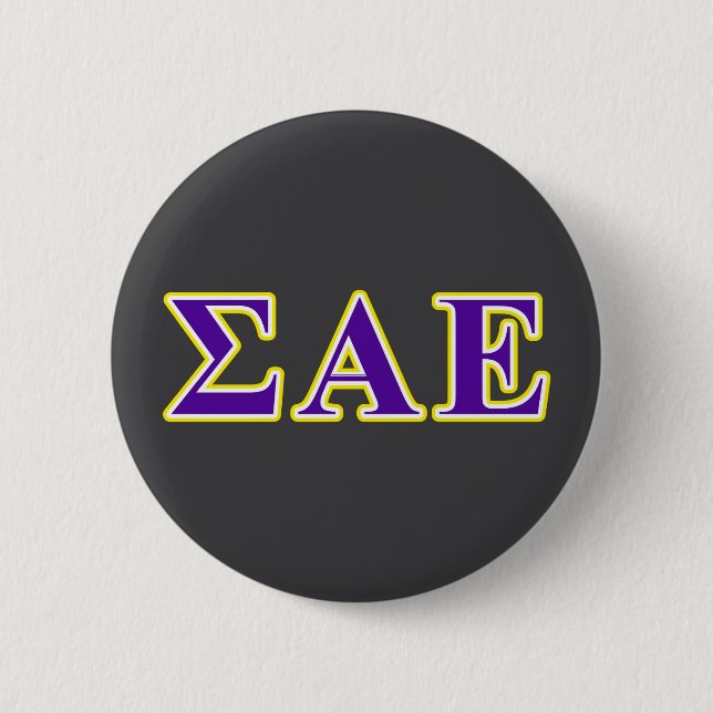 Sigma Alpha Epsilon Purple and Yellow Letters Button (Front)