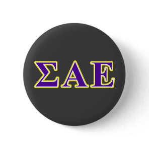 Sigma Alpha Epsilon Purple and Yellow Letters Button