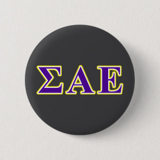 Sigma Alpha Epsilon Purple and Yellow Letters Button