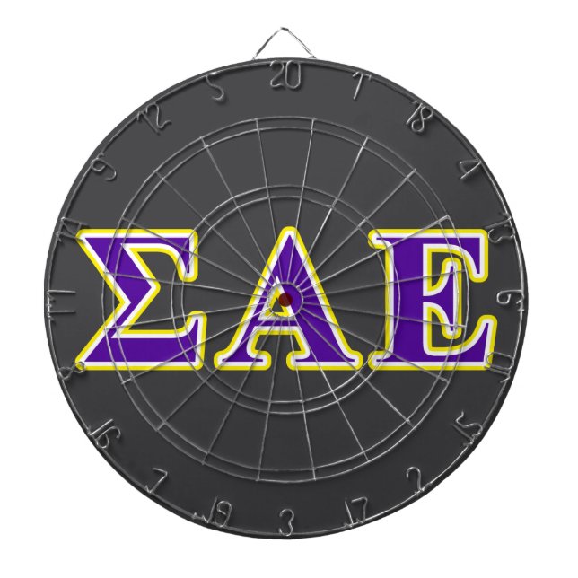Sigma Alpha Epsilon Purple and Yellow Letters Dart Board (Front)