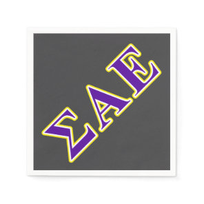 Sigma Alpha Epsilon Purple and Yellow Letters Napkins